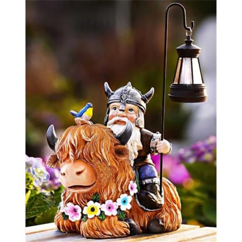 Garden Gnome Outdoor Statue Highland Cow Decor for Yard Patio Lawn Porch